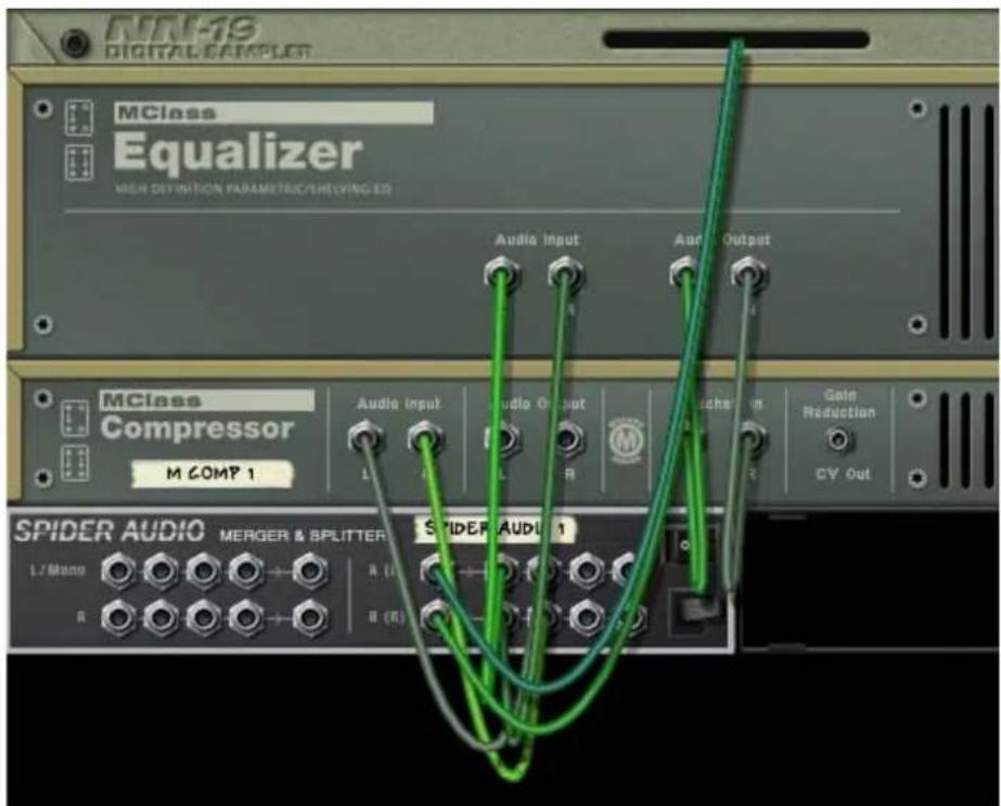 PROPELLERHEAD Reason 5.0 - Exemple 2 - Utilisation des entrées de point d'insertion pourisser une compression sensible à la fréquence - 1