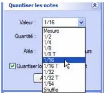 PROPELLERHEAD Reason 5.0 - Sélectionnez une valeur de quantification dans la liste déroulante Valeur de la fenêtre Outils. - 1