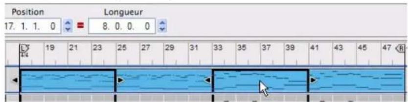 PROPELLERHEAD Reason 5.0 - - Vous peuvent également seLECTIONner plusieurs clips dans la zone de vue générale du clip dans le mode Édition, à condition que les clips soient sur la même bande. - 1