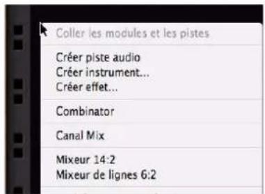 PROPELLERHEAD Reason 5.0 - Menu contextuel de « l'arrière-plan » du rack - 1
