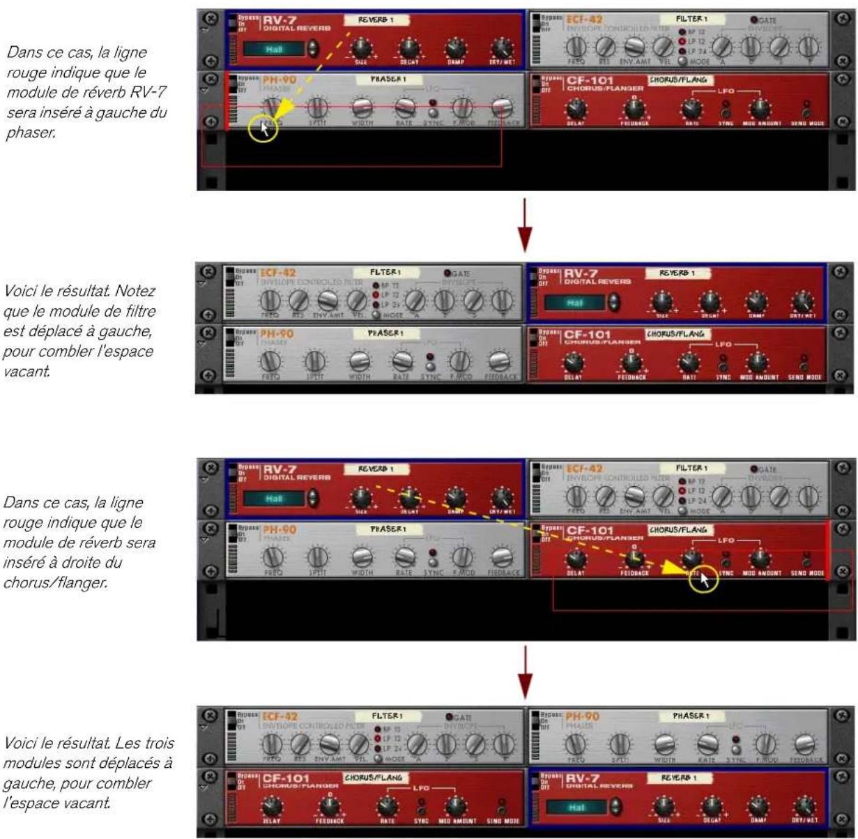 PROPELLERHEAD Reason 5.0 - En maintainant le bouton de la souris enforcé, faites glisser le ou les module(s) vers la nouvelle destination dans le rack. - 1