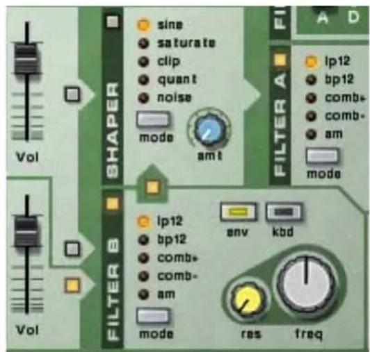 PROPELLERHEAD Reason 5.0 - L'un des oscillateurs ou les deux vers les deux filtres en série - 2