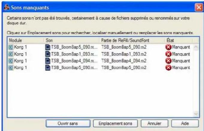 PROPELLERHEAD Reason 5.0 - Gestion dessons manquants - 1