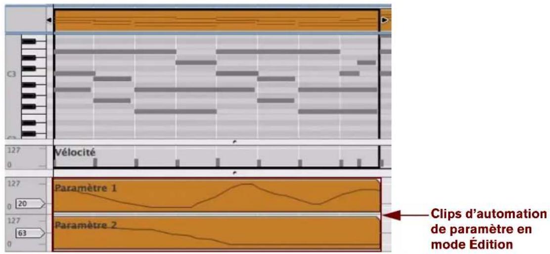 PROPELLERHEAD Reason 5.0 - Passez en mode Édition et Sélectionnez la piste qui contient l'automation de paramètre que vous souhaitez éditer. - 1
