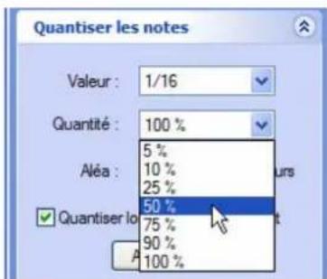 PROPELLERHEAD Reason 5.0 - Sélectionnez une valeur dans la liste déroulante Intensité de quantification. - 1