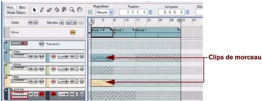 PROPELLERHEAD Reason 5.0 - Combinaison de clips d'automation de blocs et de clips de morceau - 1
