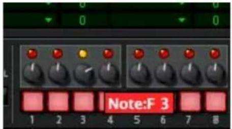 PROPELLERHEAD Reason 5.0 - Tournez l'un des potentiometres situés au-dessus de l'un des pas. - 1