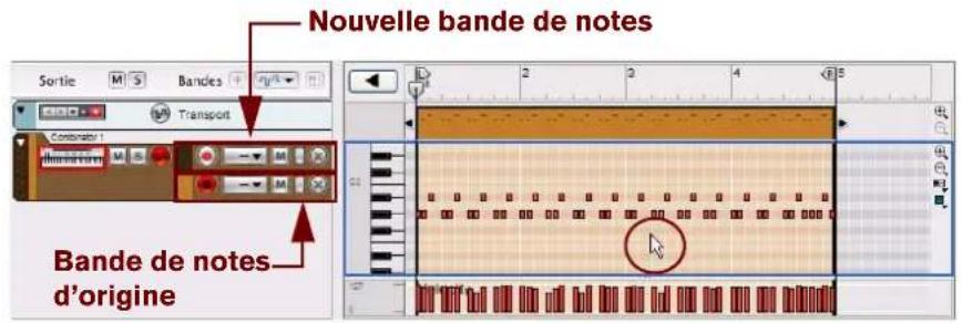 PROPELLERHEAD Reason 5.0 - Définissez les notes à déplacer vers le panneau « Extraire des notes vers des bandes » de la fenêtre Outils. - 2