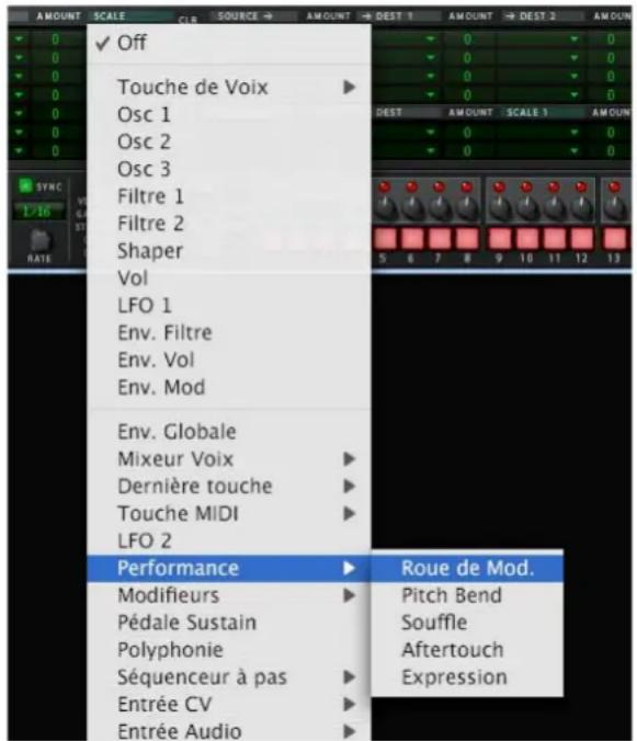 PROPELLERHEAD Reason 5.0 - Cliquez sur la ligne supérieure de la colonne Intensité à droite de la colonne Source et déplacez le pointeur de la souris vers le haut ou vers le bas pour définir la valeur Intensité. - 1