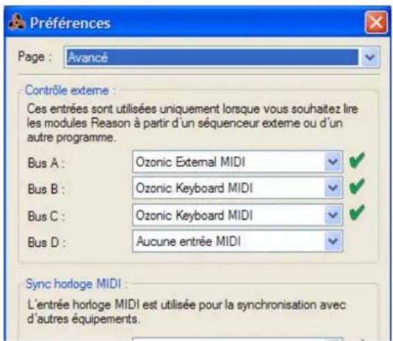 PROPELLERHEAD Reason 5.0 - Préférences - Contrôle avancé - 1
