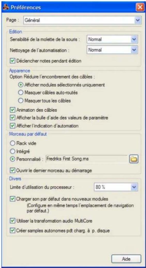 PROPELLERHEAD Reason 5.0 - Preférences - Général - 1