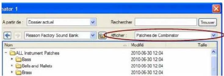 PROPELLERHEAD Reason 5.0 - Affichage de la liste déroulante - 1