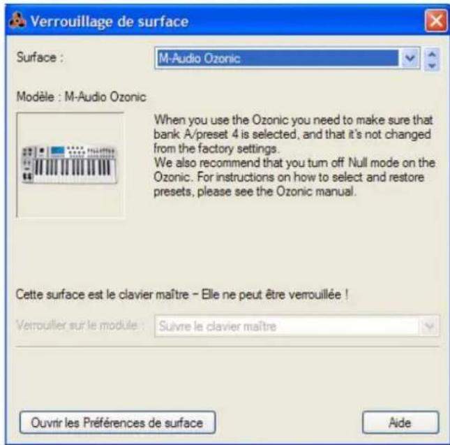 PROPELLERHEAD Reason 5.0 - Sélectionnez « Verrouillage d'une surface... » dans le menu Options. - 1