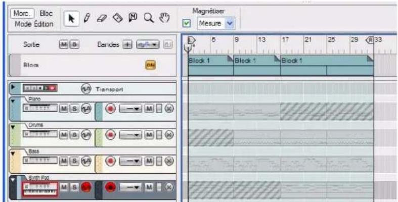 PROPELLERHEAD Reason 5.0 - Conversion de tous les clips d'automation de blocs en clips à l'aide du mode Morceau - 1