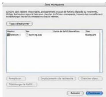 PROPELLERHEAD Reason 4.0 - La boîte de dialogue sons manquants - 1