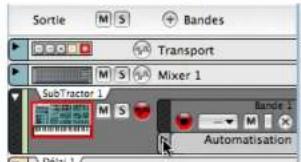 PROPELLERHEAD Reason 4.0 - Pour replier toutes les bandes d'automation, cliquez sur la flèche de la poignée en haut de la bande d'automation. - 3