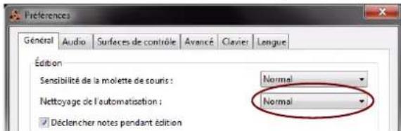 PROPELLERHEAD Reason 7.0 - Nettoyage de l'automation dans le menu « Préférences » - 1