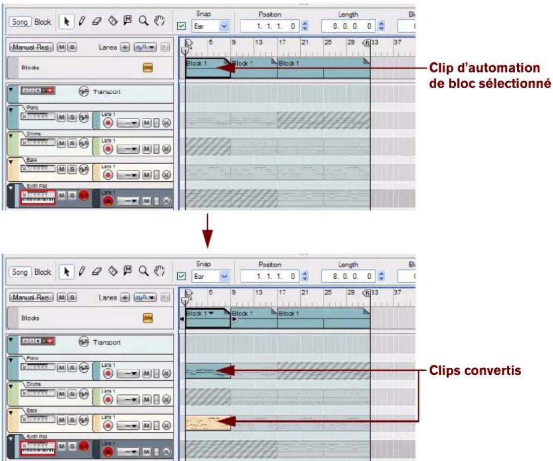 PROPELLERHEAD Reason 7.0 - Conversion de simples clips d'automation de blocs en clips en mode Morceau - 1
