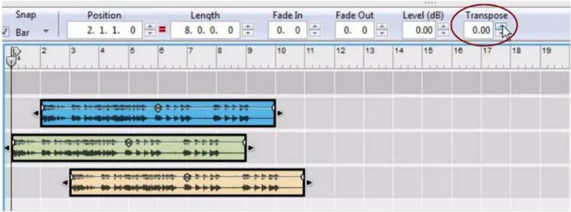 PROPELLERHEAD Reason 7.0 - Réglage par demi-ton de clips audio - 1