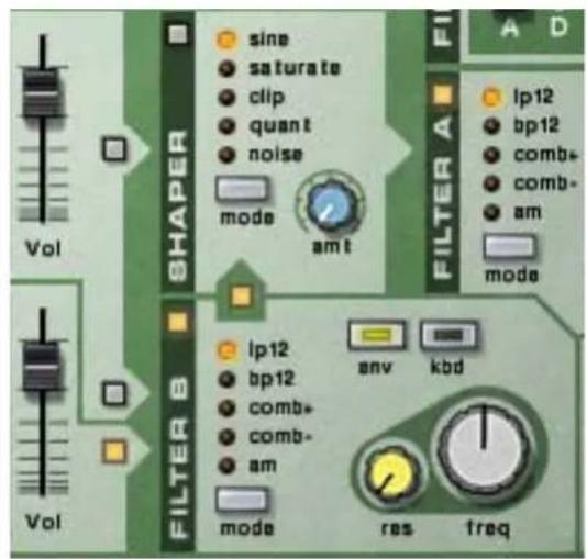 PROPELLERHEAD Reason 7.0 - L'un des oscillateurs ou les deux vers les deux filtres en série - 2