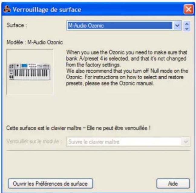 PROPELLERHEAD Reason 7.0 - En utilisant la boîte de dialogue Verrouillage de surface - 1