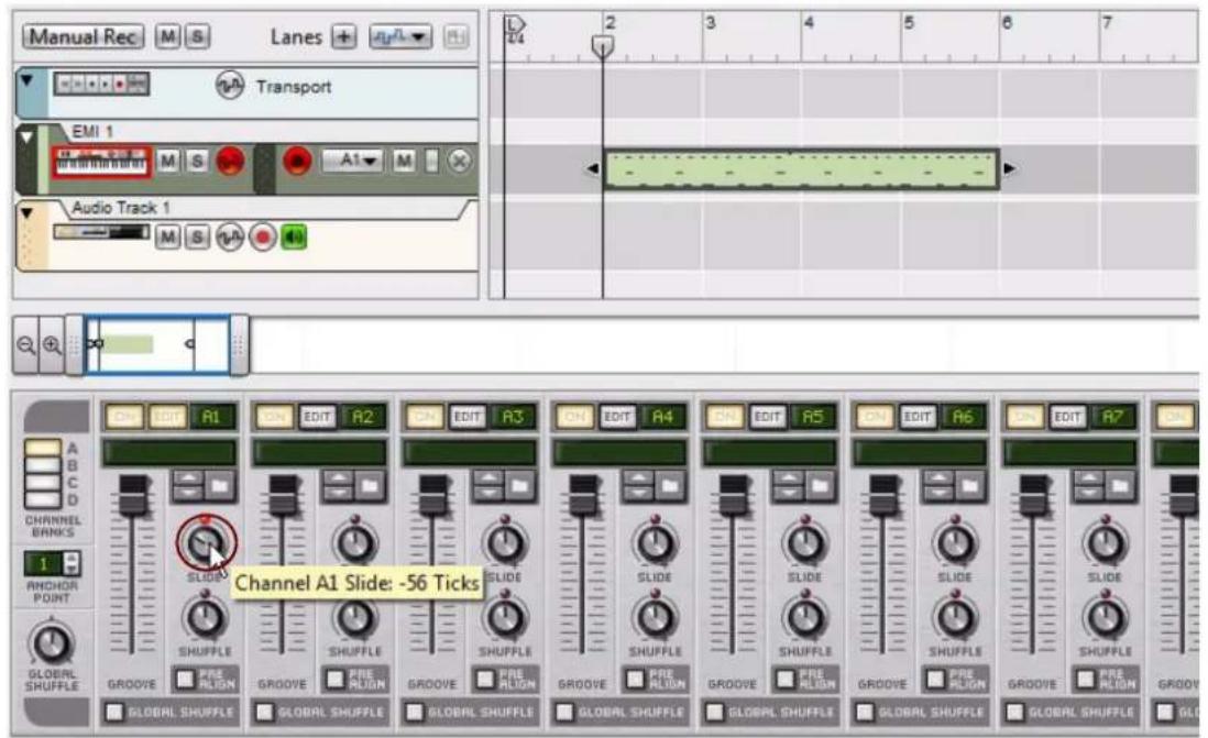 PROPELLERHEAD Reason 7.0 - Utilisation du mixeur ReGroove pour compenser la latence MIDI - 4
