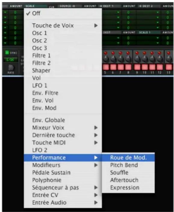 PROPELLERHEAD Reason 7.0 - Cliquez sur la ligne supérieure de la colonne Intensité à droite de la colonne Source et déplacez le pointeur de la souris vers le haut ou vers le bas pour définir la valeur Intensité. - 1