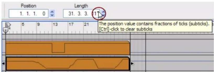 PROPELLERHEAD Reason 7.0 - À propos des sous-marqueurs dans les affichages Position et Longueur - 1