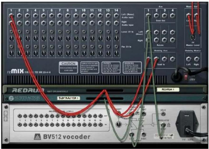 PROPELLERHEAD Reason 7.0 - Dans un même temps, routez à nouveau la sortie du vocodeur à Aux return 1. - 1