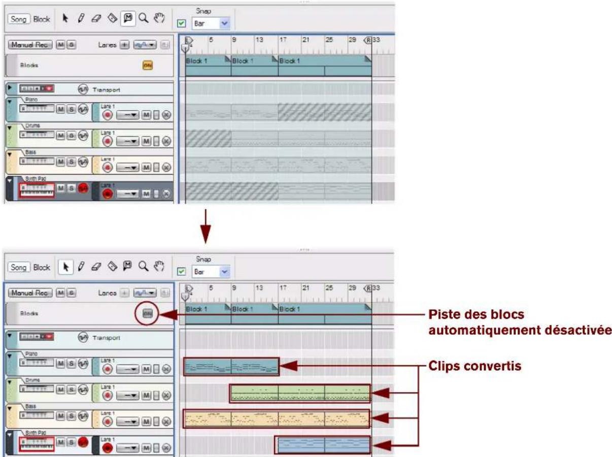 PROPELLERHEAD Reason 7.0 - Conversion de tous les clips d'automation de blocs en clips à l'aide du mode Morceau - 1