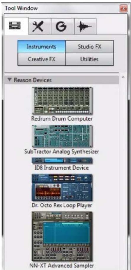PROPELLERHEAD Reason Essentials 2.0 - La fenêtre Outils - 1