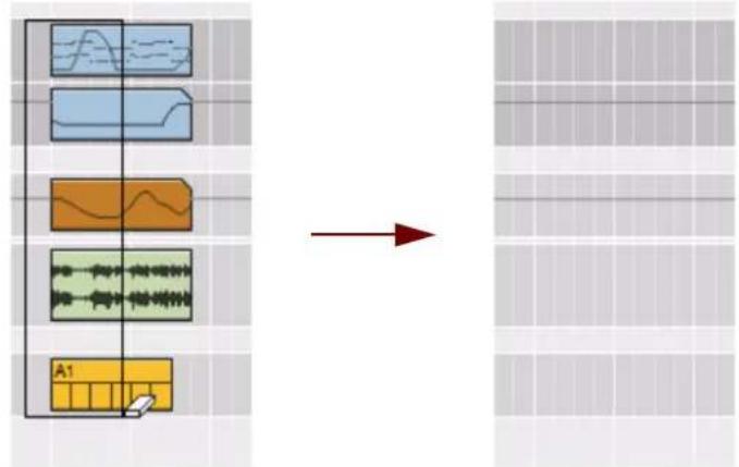 PROPELLERHEAD Reason Essentials 2.0 - Suppression de clips à l'aide de l'outil Gomme - 2