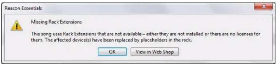 PROPELLERHEAD Reason Essentials 2.0 - À propos des modules Rack Extension manquants - 1