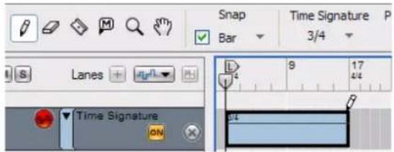 PROPELLERHEAD Reason Essentials 2.0 - Définissez la signature rythmique souhaitée dans l'affichage Signature du panneau de transport. - 3