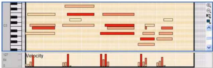 PROPELLERHEAD Reason Essentials 2.0 - Édition manuelle de la vélocité des notes - 1