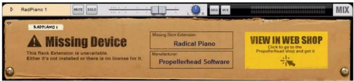 PROPELLERHEAD Reason Essentials 2.0 - À propos des modules Rack Extension manquants - 2