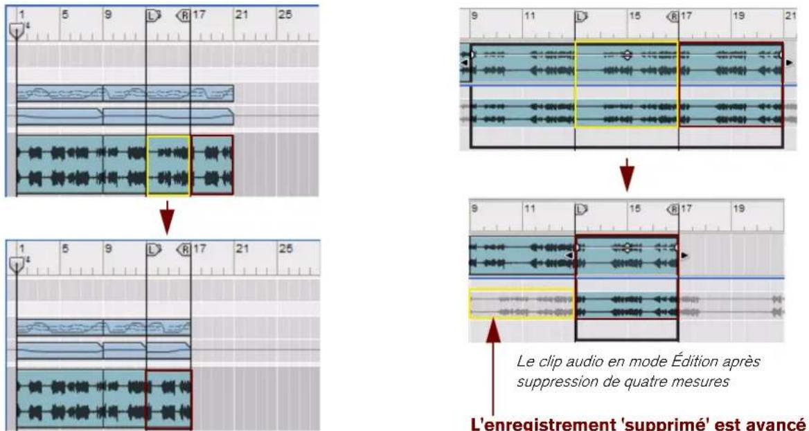 PROPELLERHEAD Reason Essentials 2.0 - À propos de la suppression des mesures contenant des enregistrements audio - 1