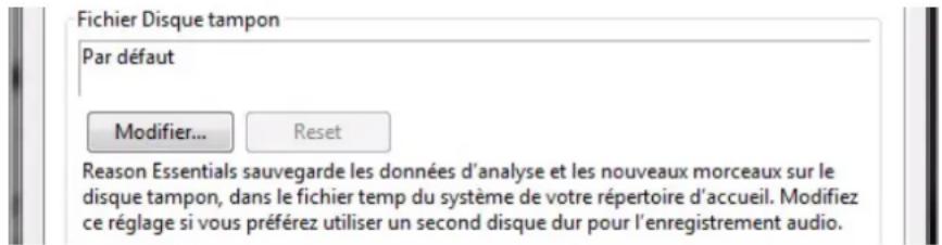 PROPELLERHEAD Reason Essentials 2.0 - Modification de l'emplacement du dossier du disque tampon - 1
