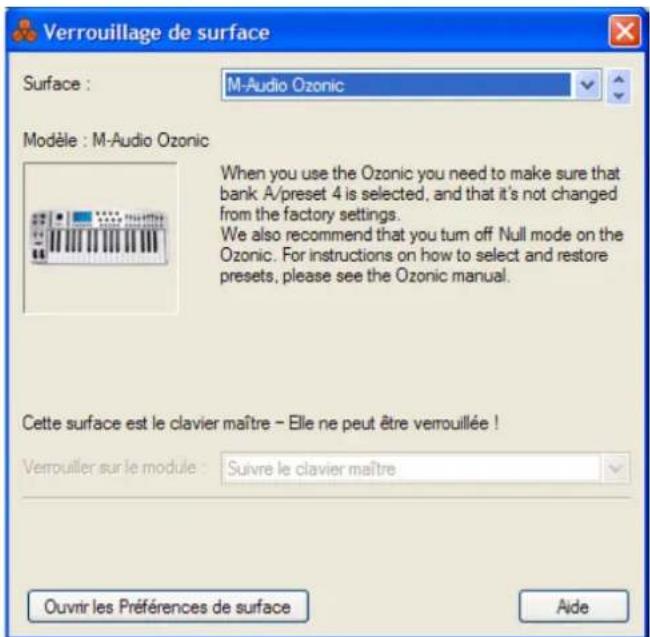 PROPELLERHEAD Reason Essentials 2.0 - En utilisant la boîte de dialogue Verrouillage de surface - 1