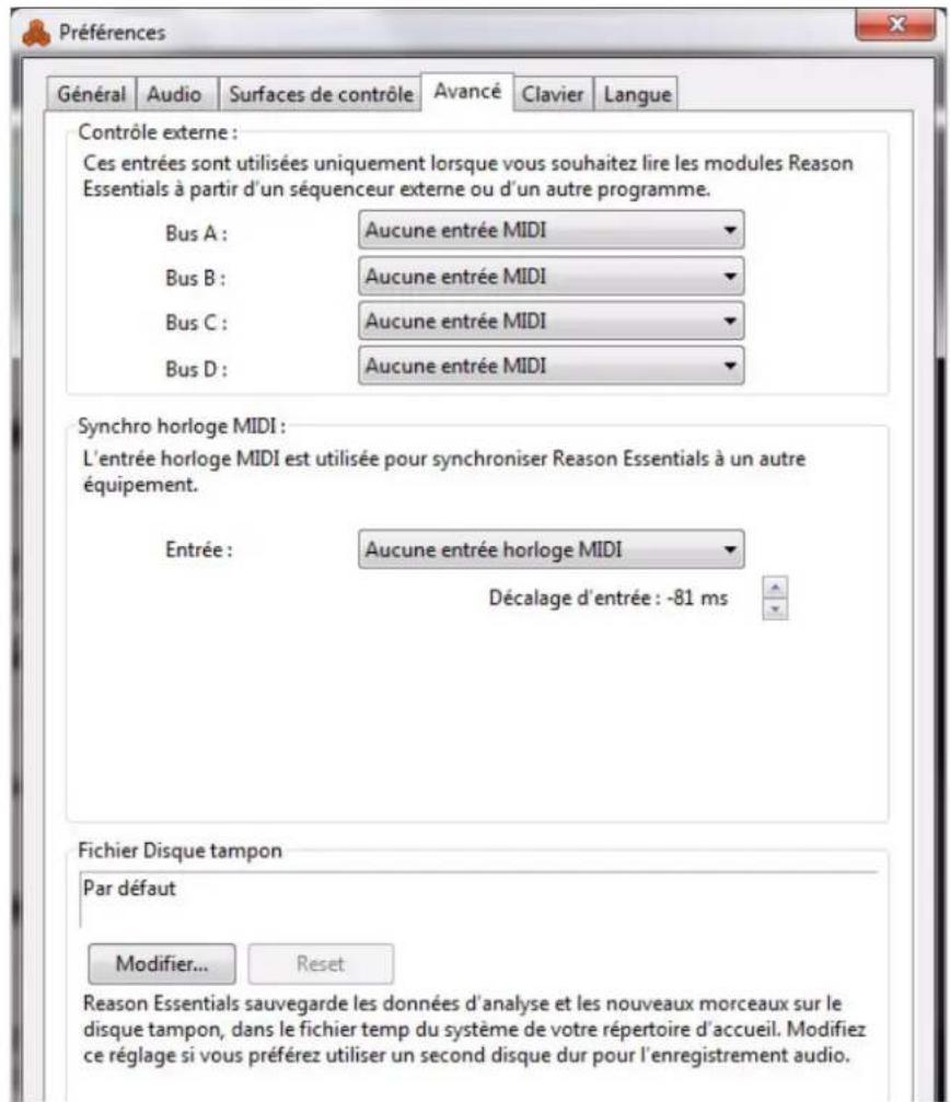 PROPELLERHEAD Reason Essentials 2.0 - Préférences - Avancé - 1