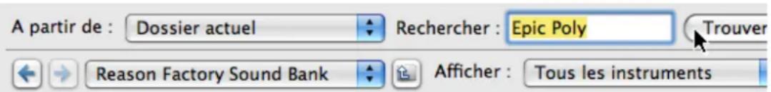 PROPELLERHEAD Reason Essentials 2.0 - Utilisation de la fonction de « Rechercher » - 1