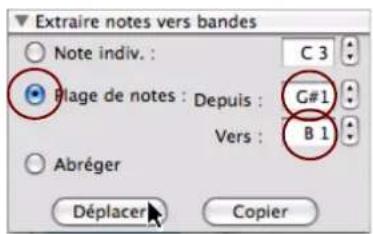 PROPELLERHEAD Reason Essentials 2.0 - Définissez les notes à déplacer vers le panneau « Extraire notes vers bandes » de la fenêtre Outils. - 1