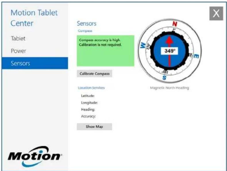 Motion Computing C5m - Paramètres des capteurs - 1
