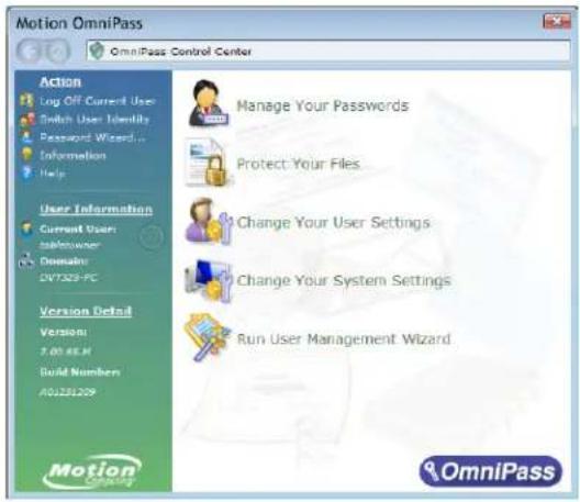 Motion Computing C5t - Pour démarrer Motion OmniPass: - 2