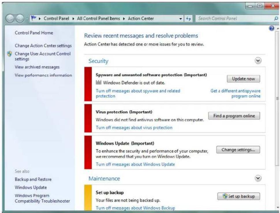 Motion Computing C5t - Utilisation du centre d'action Windows® - 1