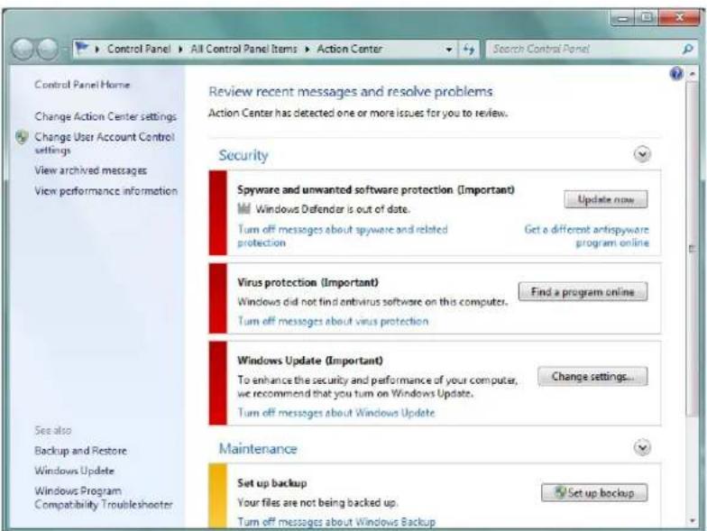 Motion Computing C5te - Utilisation du Centre de maintenance Windows® - 1