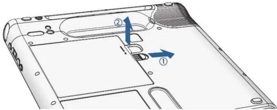 Motion Computing C5te - Pour retirer la batterie : - 1