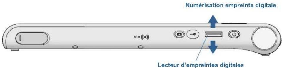 Motion Computing C5te - Utilisation du lecteur d'empreintes digitales - 1
