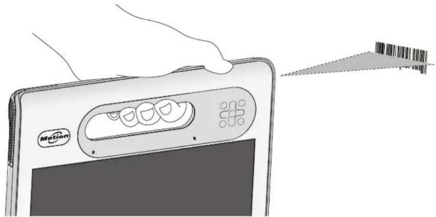 Motion Computing C5v - Utilisation du lecteur de codes-barres - 1