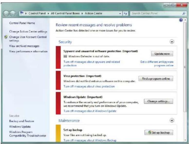 Motion Computing C5v - Utilisation du centre d'action Windows - 1